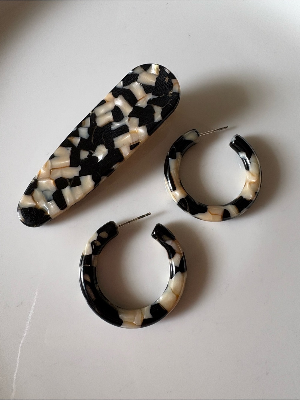 Resin Hoop Earrings with Matching Clip